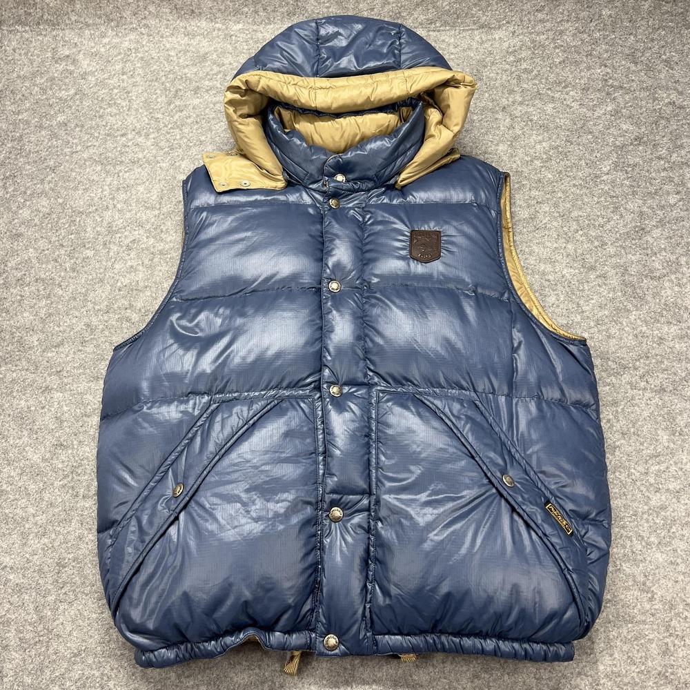 Vintage Polo Ralph Lauren Vest Mens XL Blue Down Puffer Removable Hood Insulate